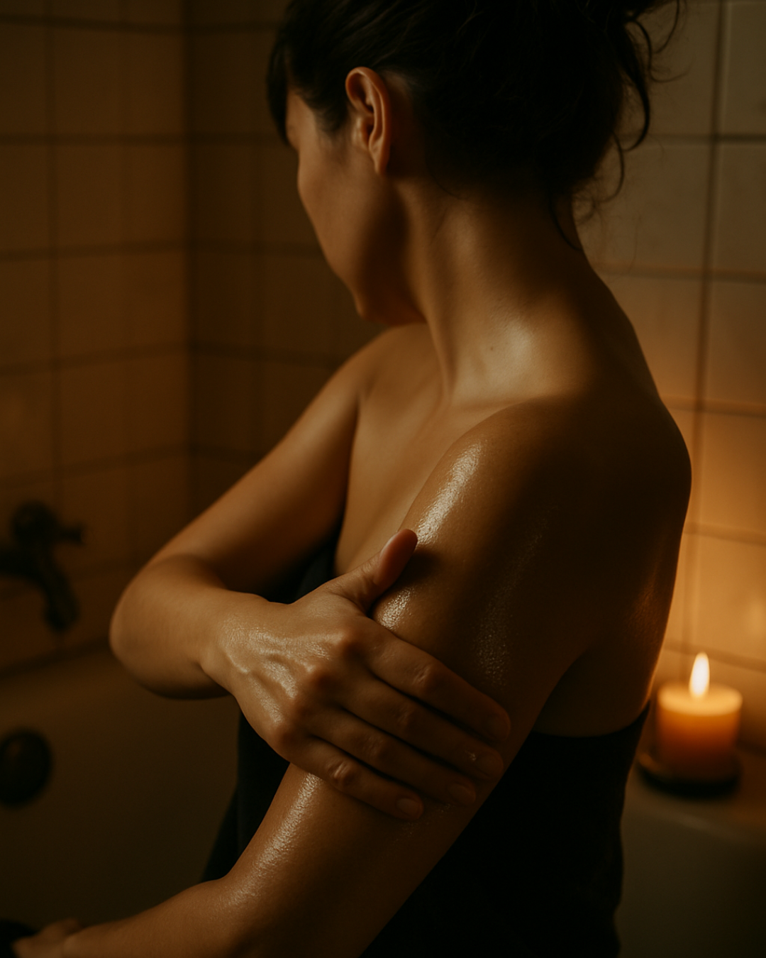 Winter body Oil massaged into skin